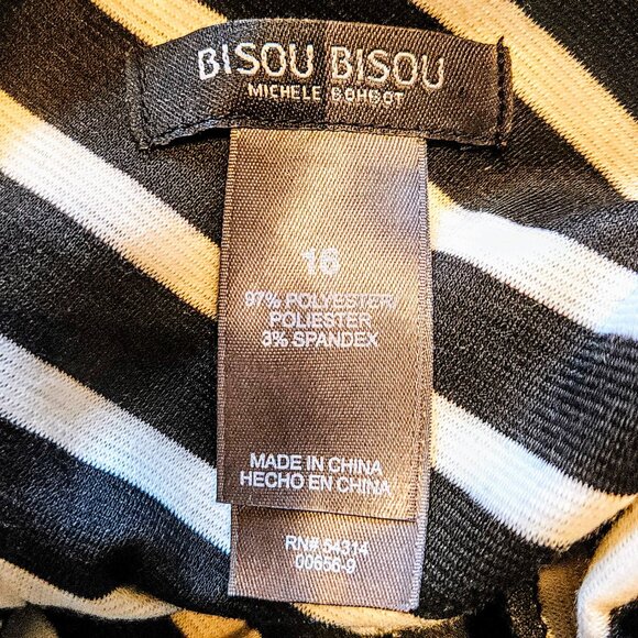 8.Bisou Bisou Michele Bohbot Striped Scoop Neck Sleeveless Bodycon Dress Size 16 - Picture 8 of 8